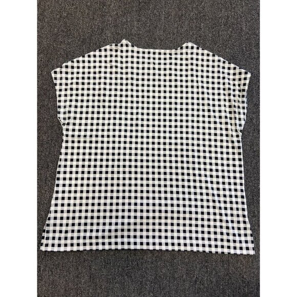 J. Jill Luxe Supima Relaxed Stretch Tee Black White Gingham Print Womens Size S - Picture 12 of 14